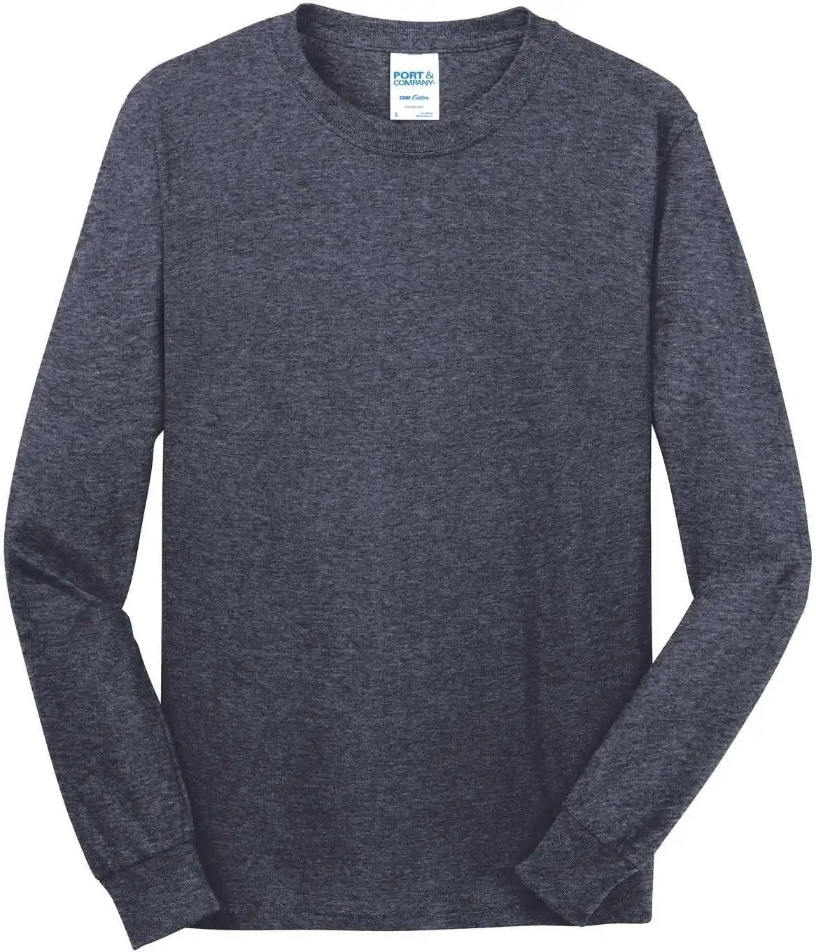 Port &amp; Company Pc54ls Long Sleeve Core Cotton Tee Heather Navy