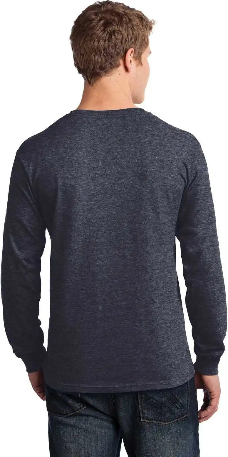 Port & Company Pc54ls Long Sleeve Core Cotton Tee - Heather Navy