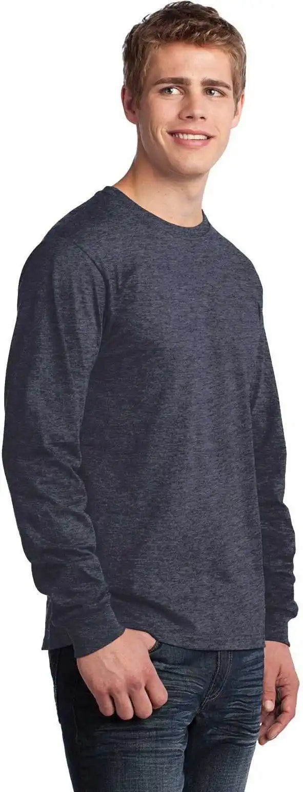 Port &amp; Company Pc54ls Long Sleeve Core Cotton Tee Heather Navy