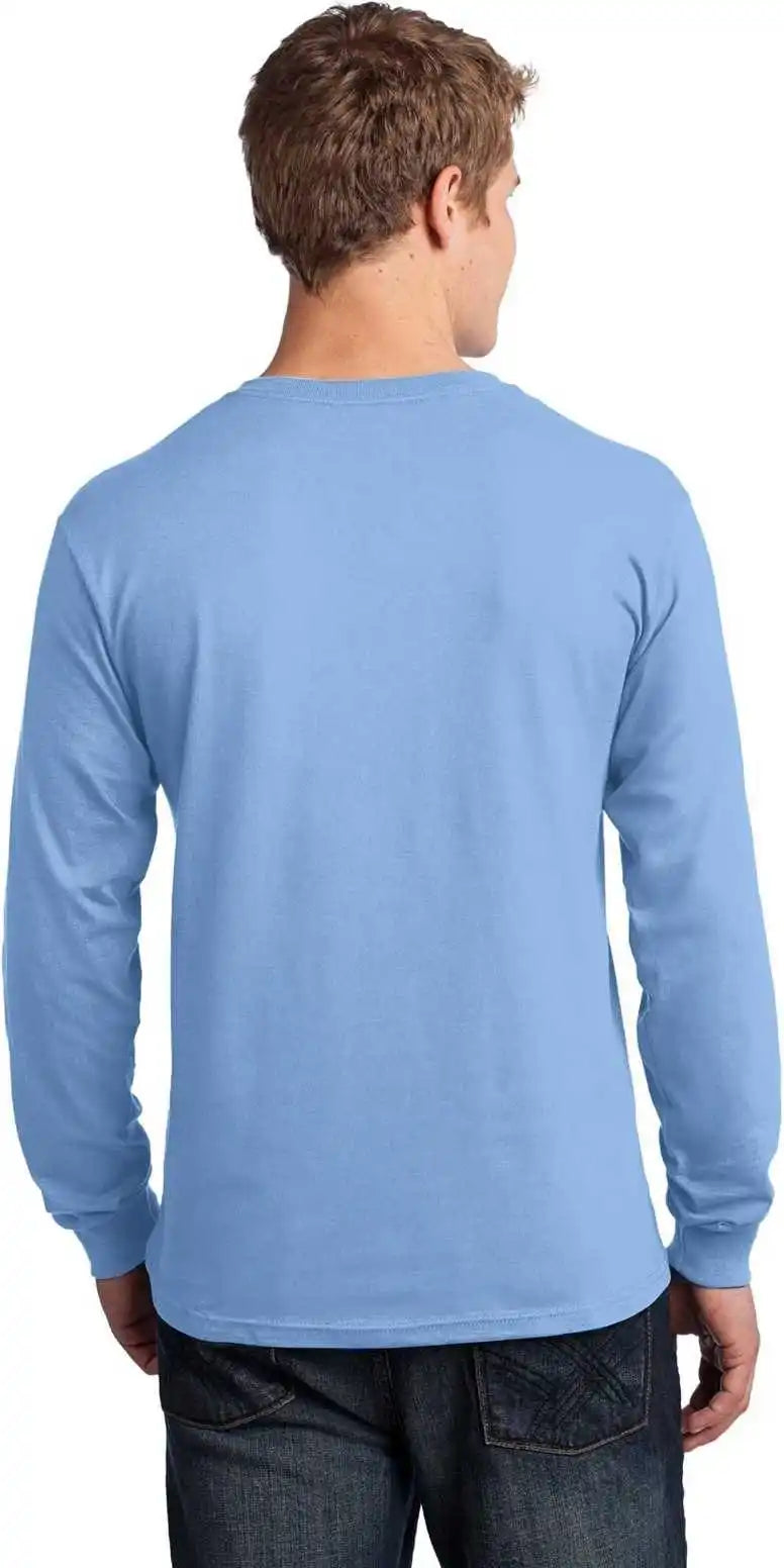 Port &amp; Company Pc54ls Long Sleeve Core Cotton Tee Light Blue