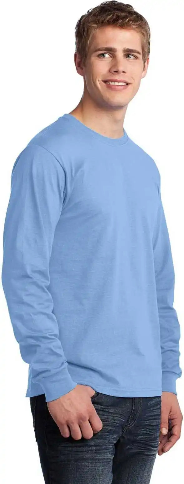 Port &amp; Company Pc54ls Long Sleeve Core Cotton Tee Light Blue