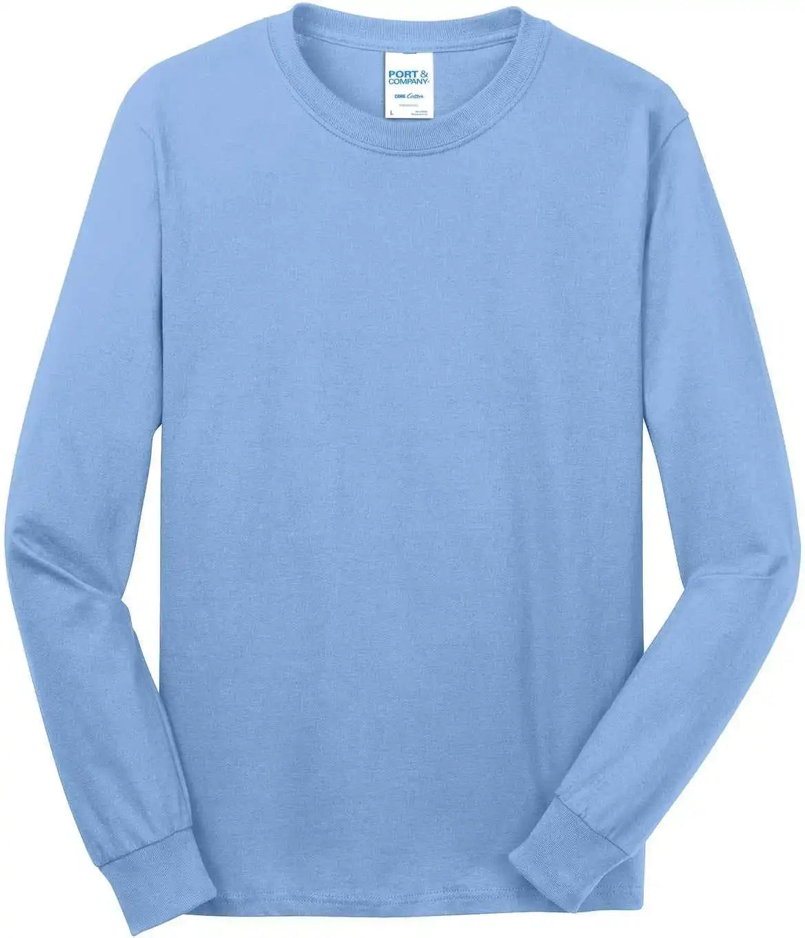 Port &amp; Company Pc54ls Long Sleeve Core Cotton Tee Light Blue
