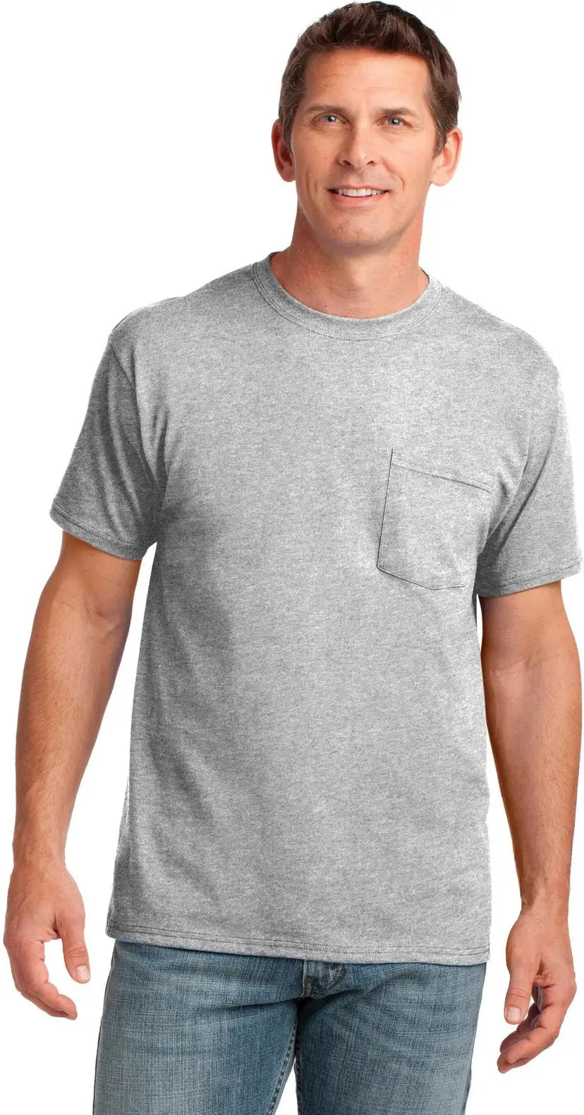 Port & Company Pc54p co Core Cotton Pocket Tee - Ash - Adult s