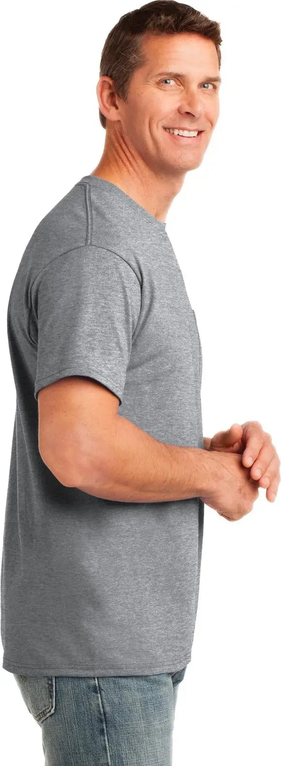 Port & Company Pc54p co Core Cotton Pocket Tee - Athletic Heather