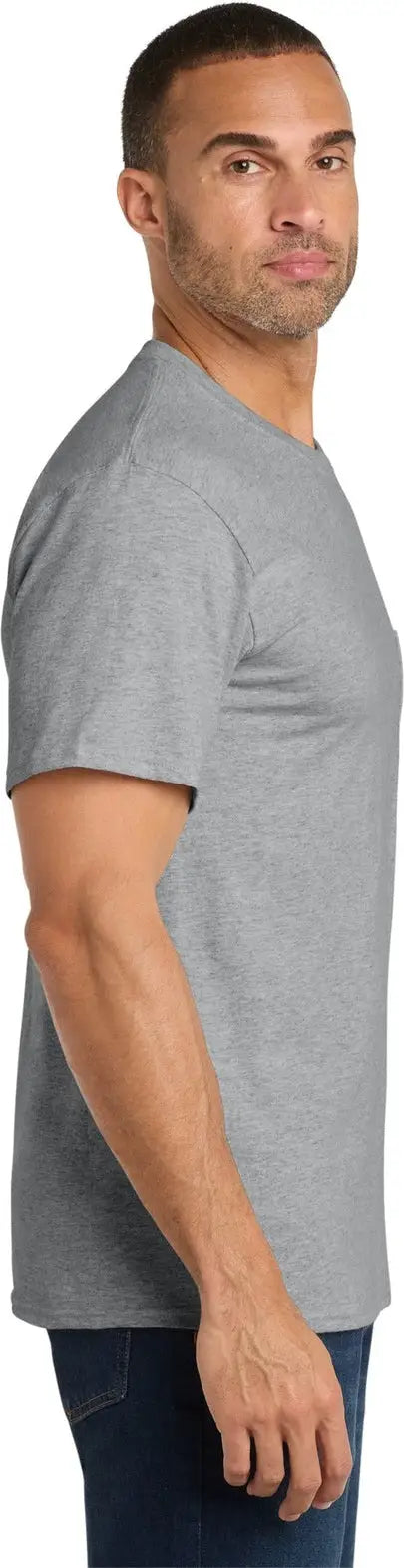 Port & Company Pc54p co Core Cotton Pocket Tee - Athletic Heather