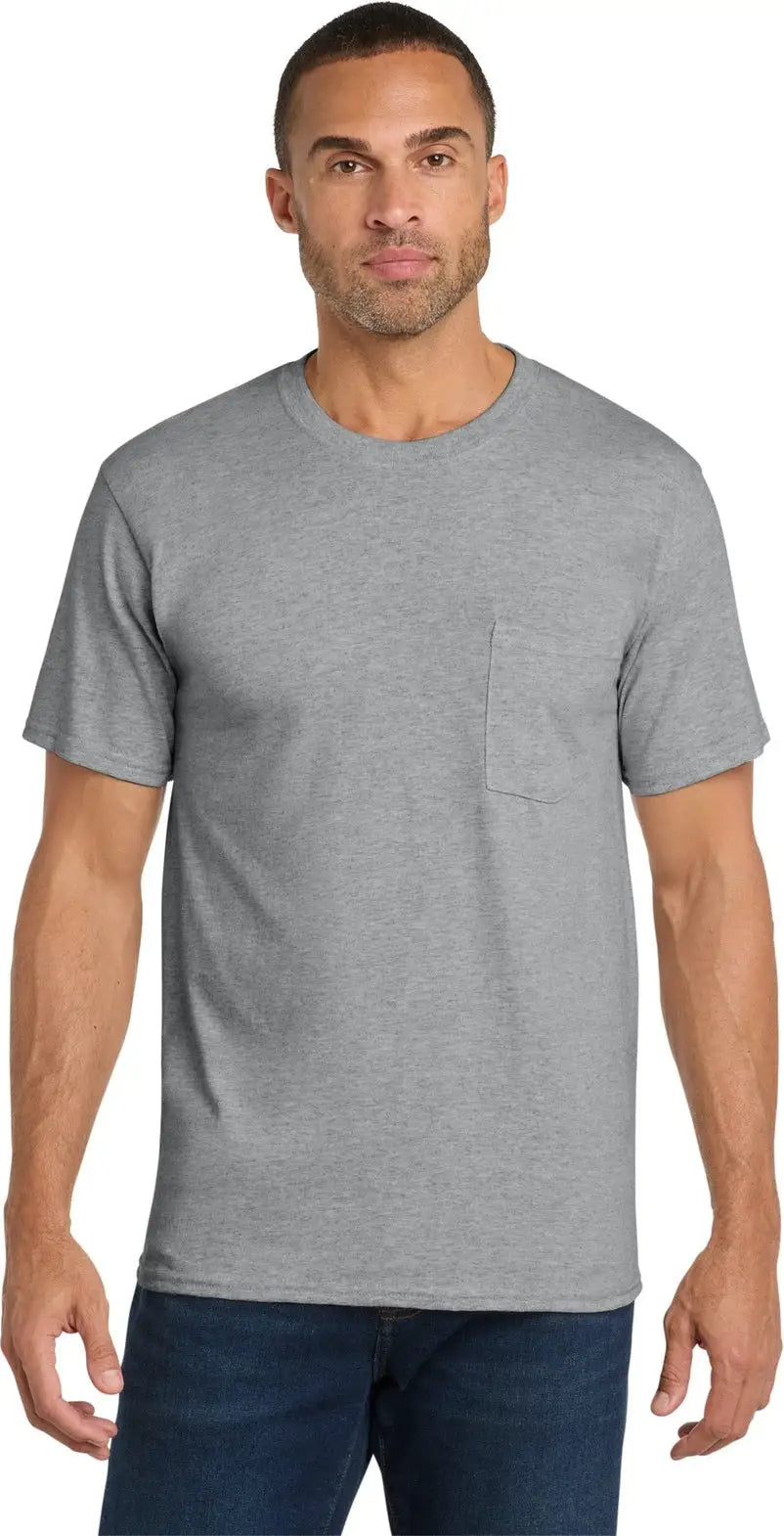 Port & Company Pc54p co Core Cotton Pocket Tee - Athletic Heather