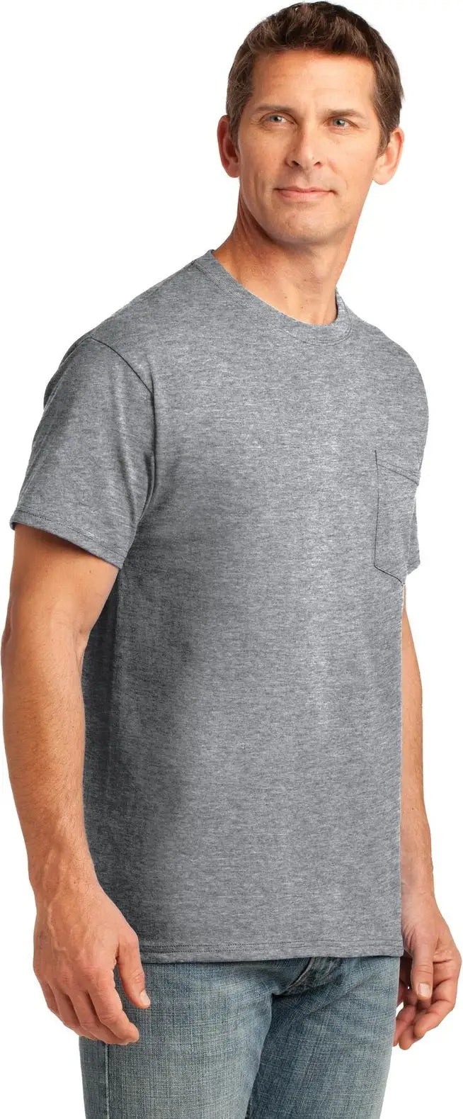 Port & Company Pc54p co Core Cotton Pocket Tee - Athletic Heather