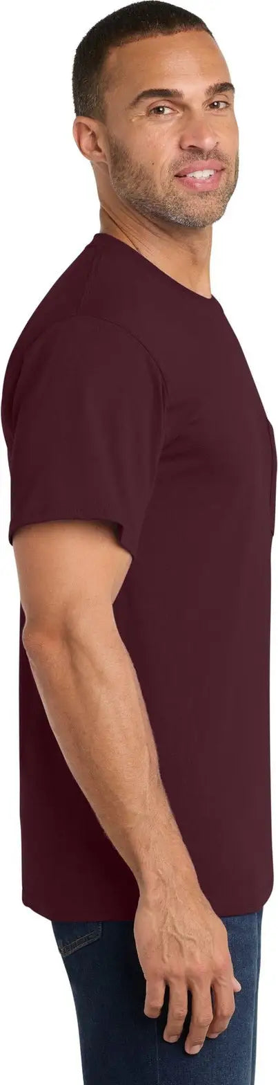 Port & Company Pc54p co Core Cotton Pocket Tee - Athletic Maroon
