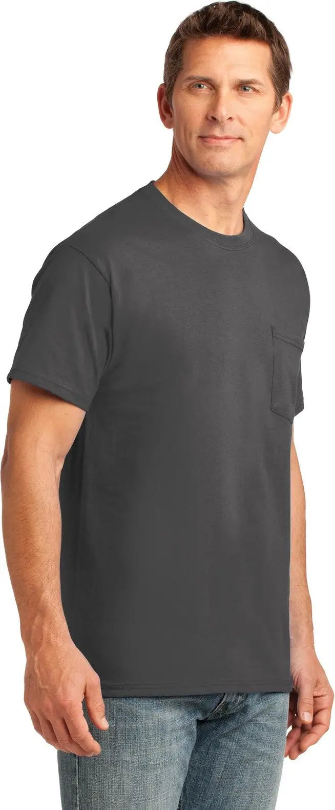 Port & Company Pc54p co Core Cotton Pocket Tee - Charcoal