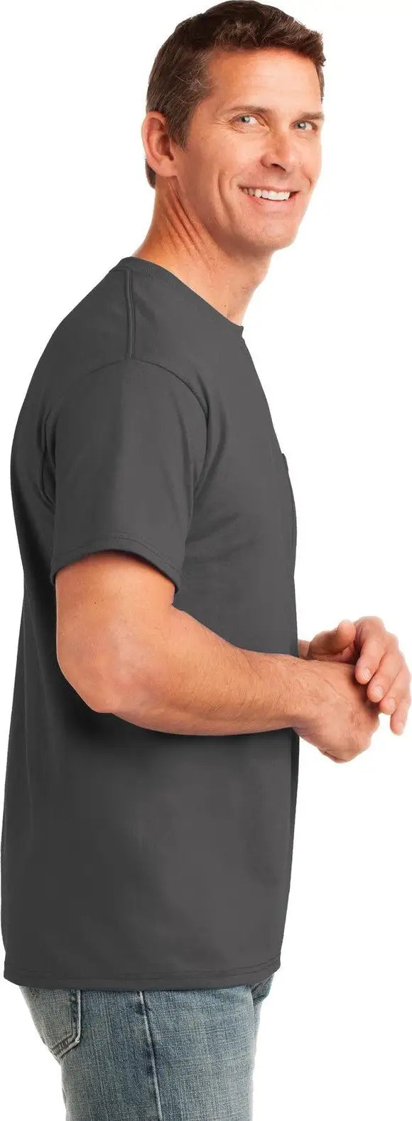 Port & Company Pc54p co Core Cotton Pocket Tee - Charcoal