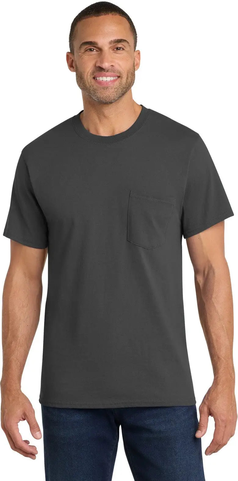 Port & Company Pc54p co Core Cotton Pocket Tee - Charcoal