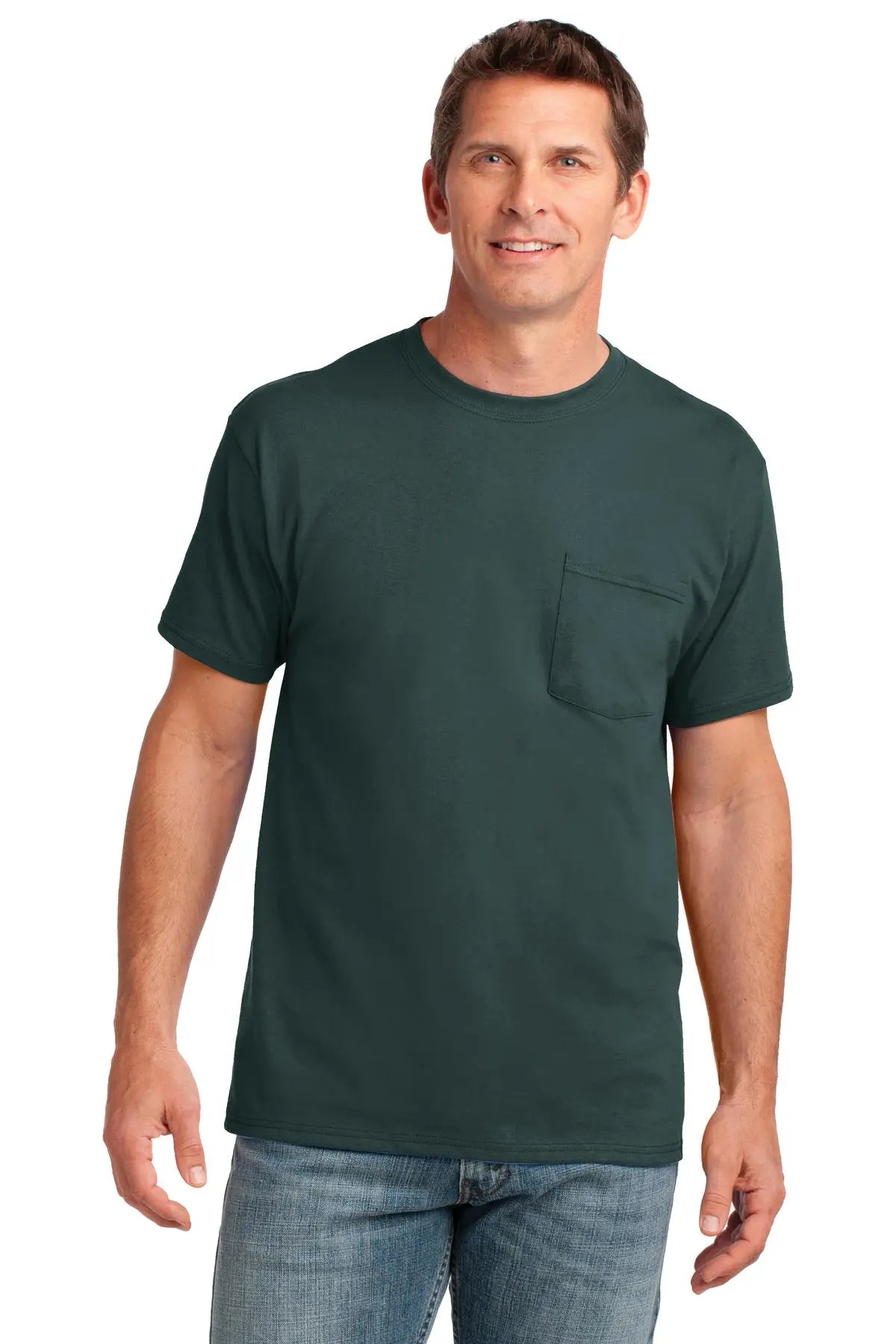 Port & Company Pc54p co Core Cotton Pocket Tee - Dark Green - Adult s