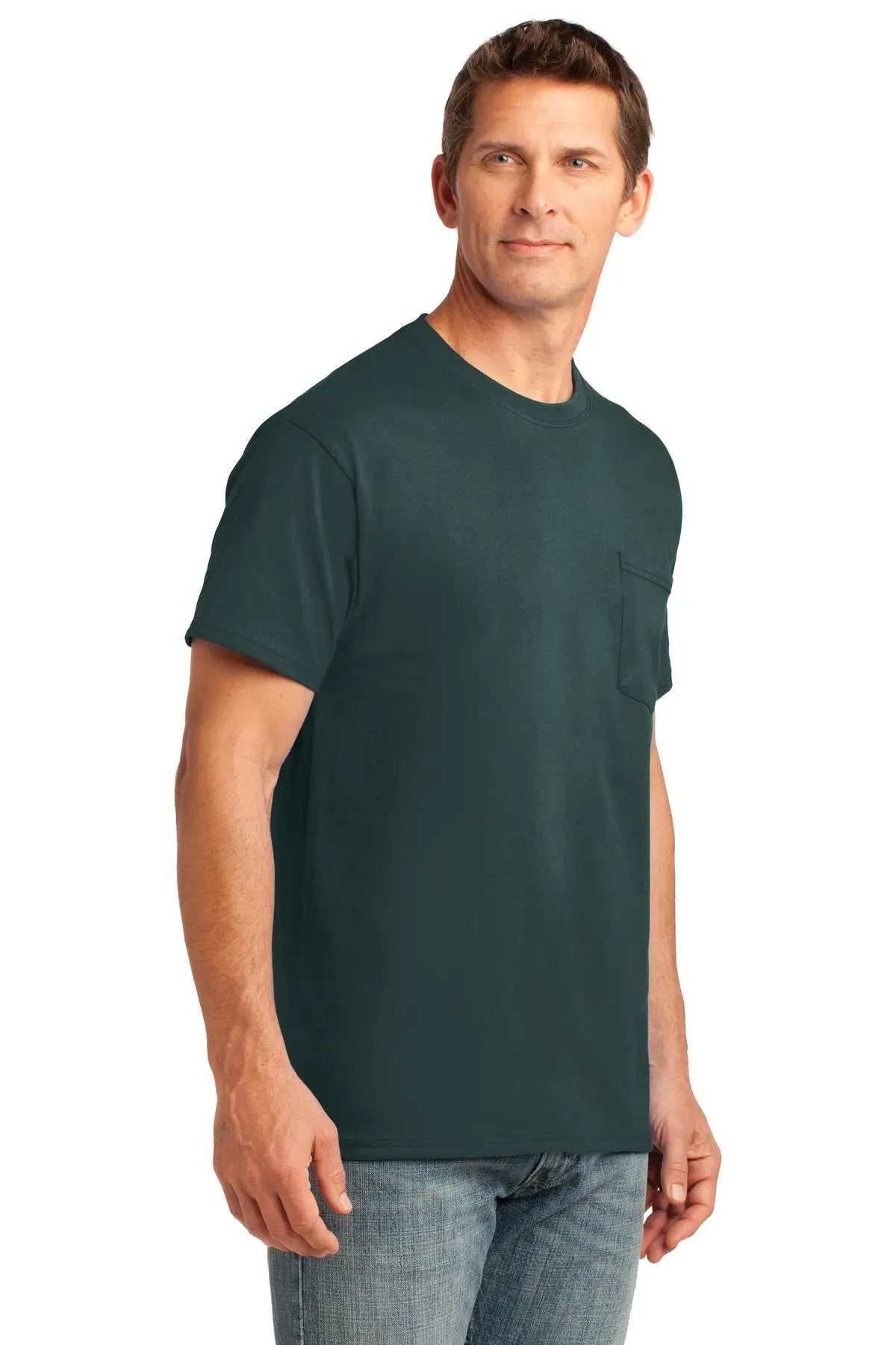 Port & Company Pc54p co Core Cotton Pocket Tee - Dark Green