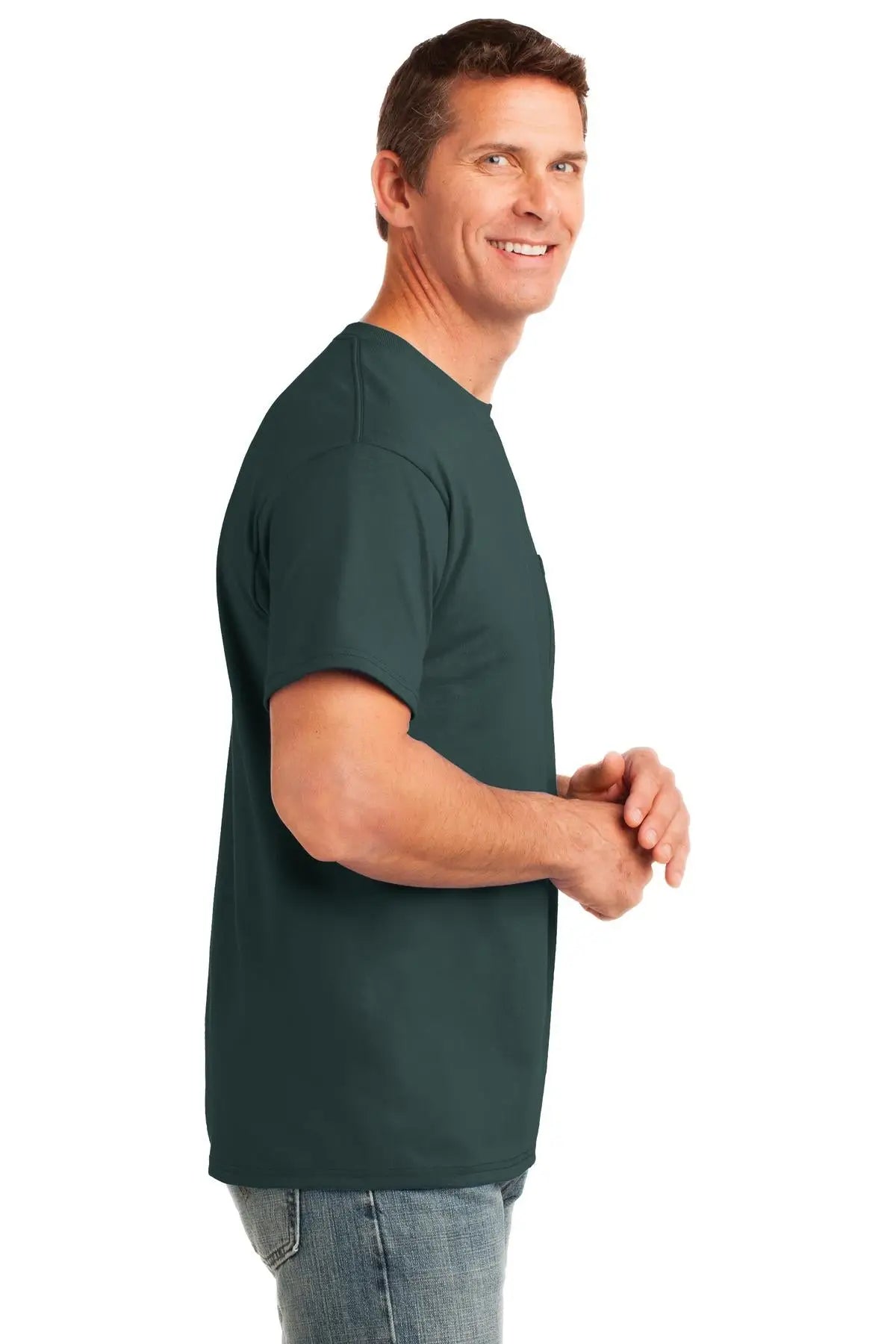 Port & Company Pc54p co Core Cotton Pocket Tee - Dark Green