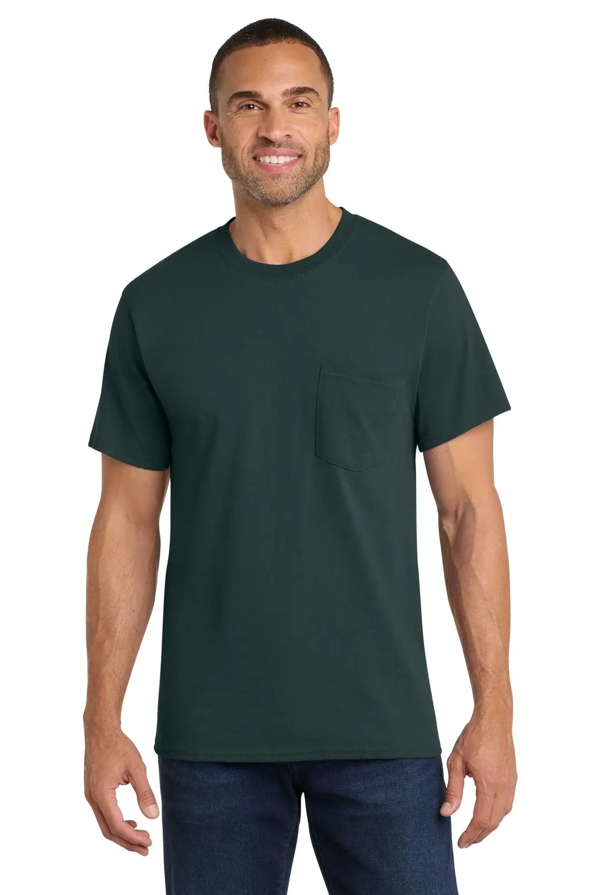 Port & Company Pc54p co Core Cotton Pocket Tee - Dark Green