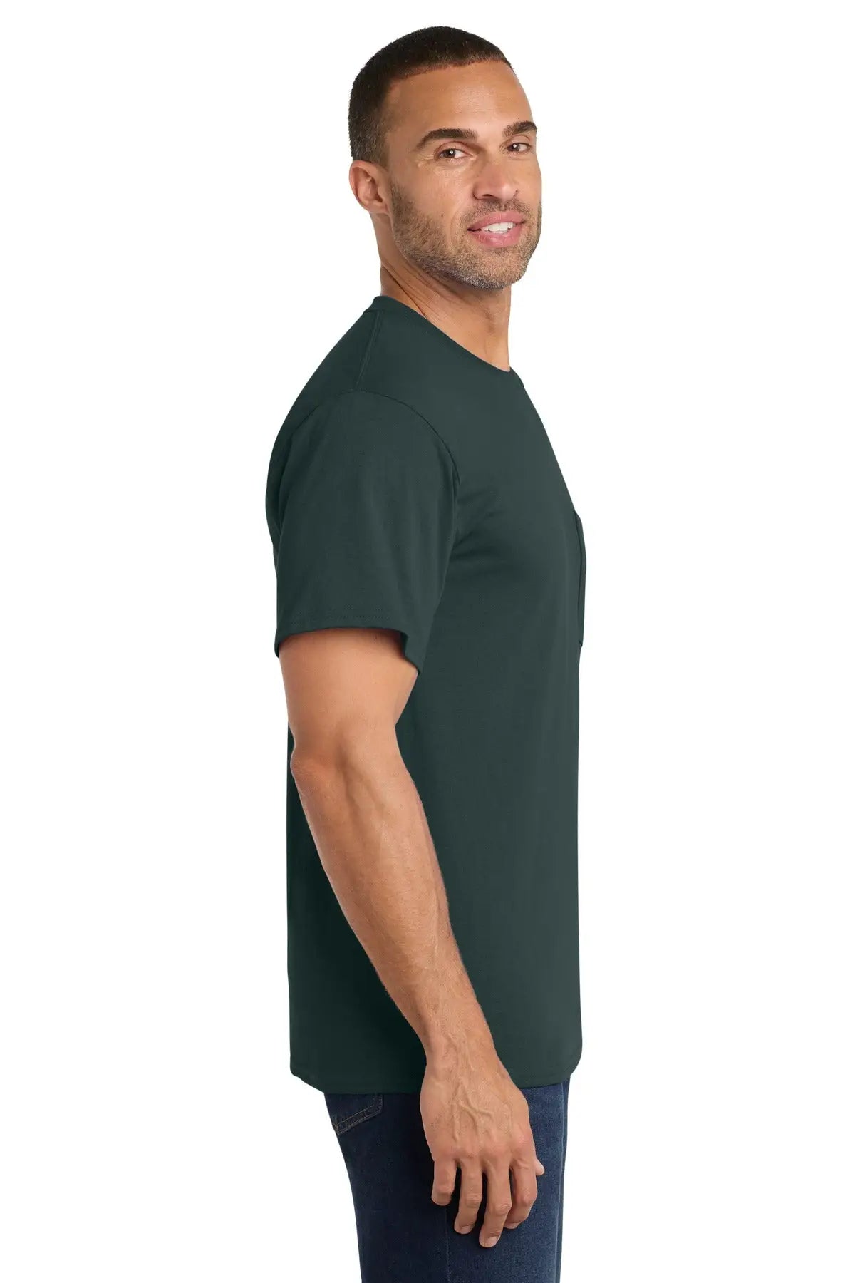 Port & Company Pc54p co Core Cotton Pocket Tee - Dark Green