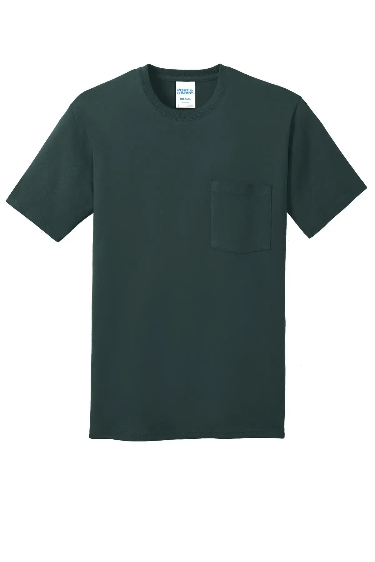 Port & Company Pc54p co Core Cotton Pocket Tee - Dark Green
