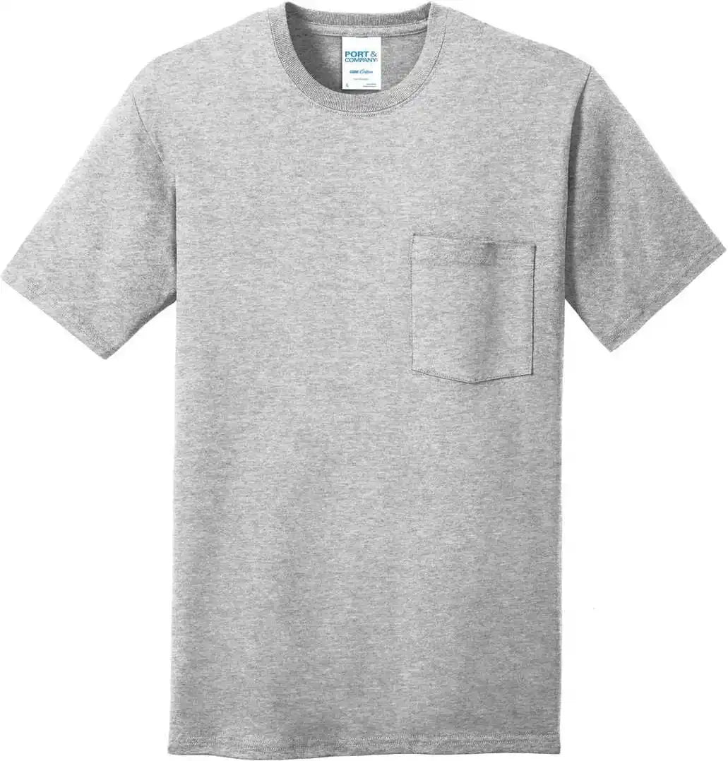 Port &amp; Company Pc54p Core Cotton Pocket Tee Ash