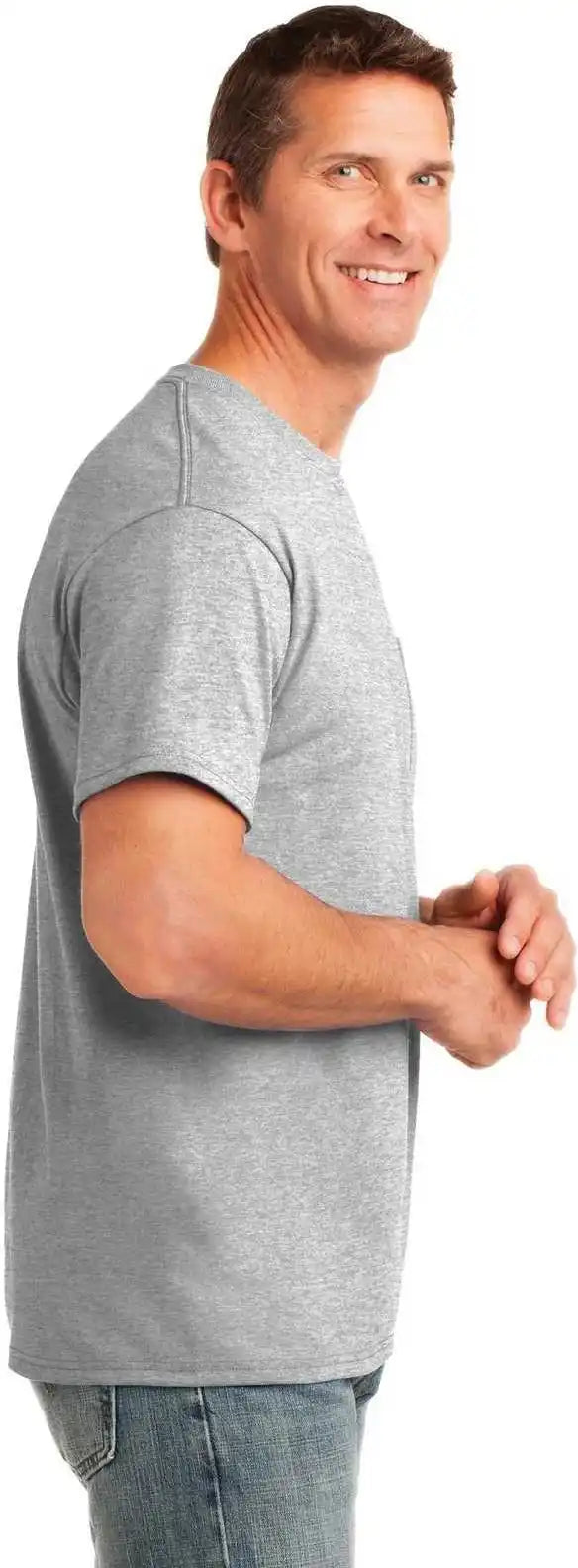 Port &amp; Company Pc54p Core Cotton Pocket Tee Ash