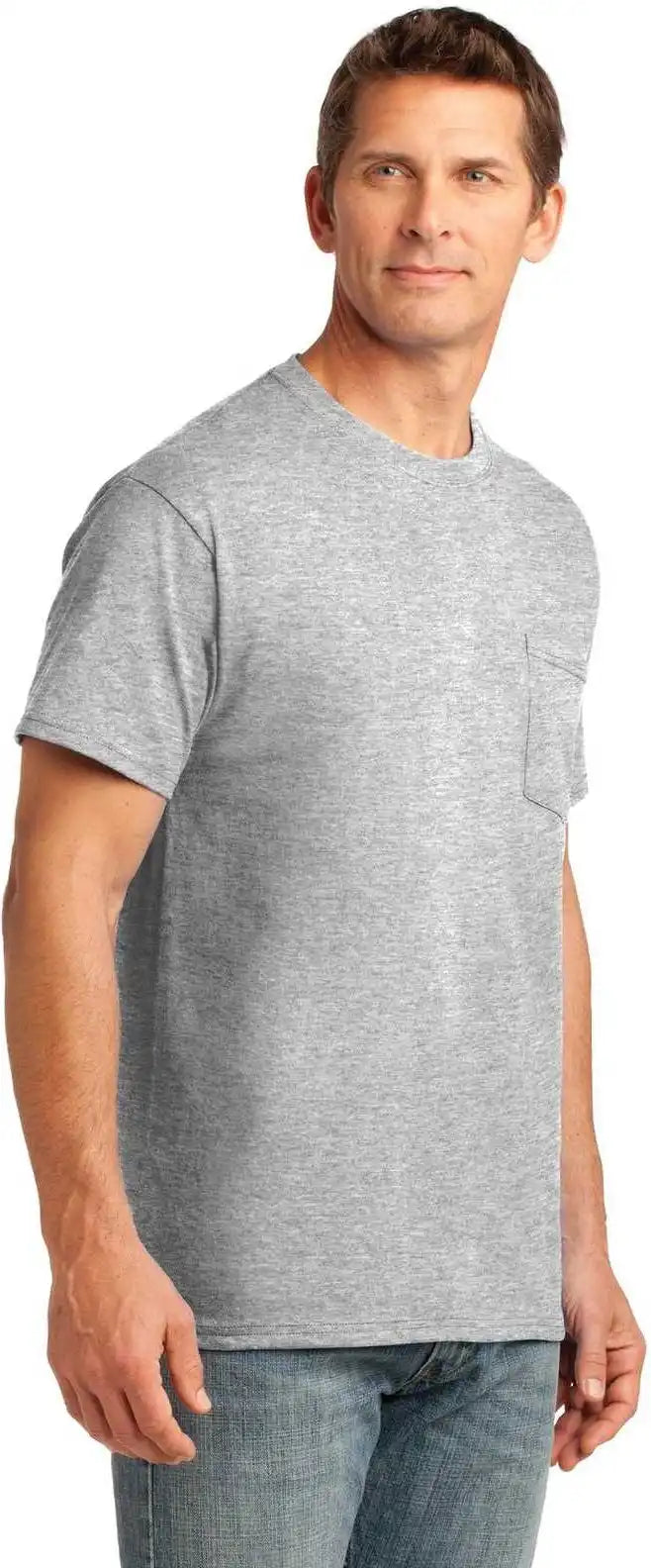 Port &amp; Company Pc54p Core Cotton Pocket Tee Ash