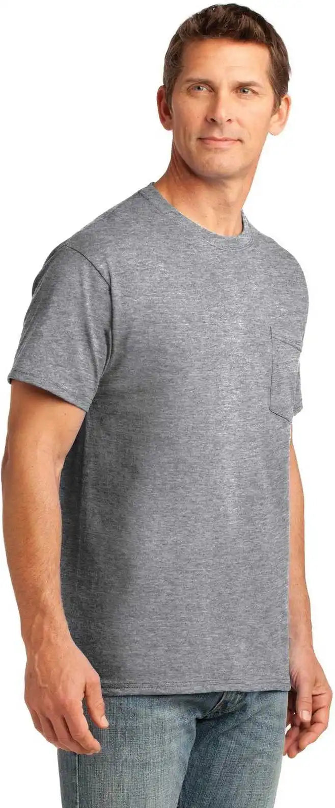 Port & Company Pc54p Core Cotton Pocket Tee - Athletic Heather