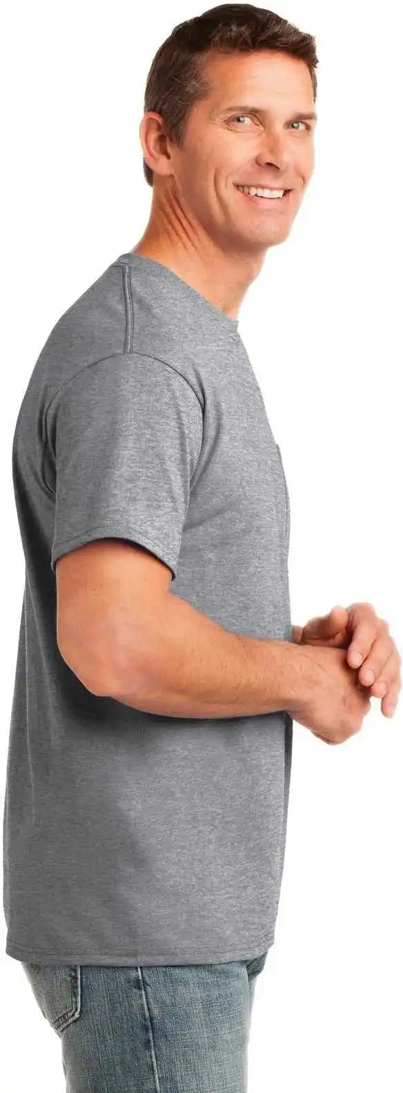 Port & Company Pc54p Core Cotton Pocket Tee - Athletic Heather