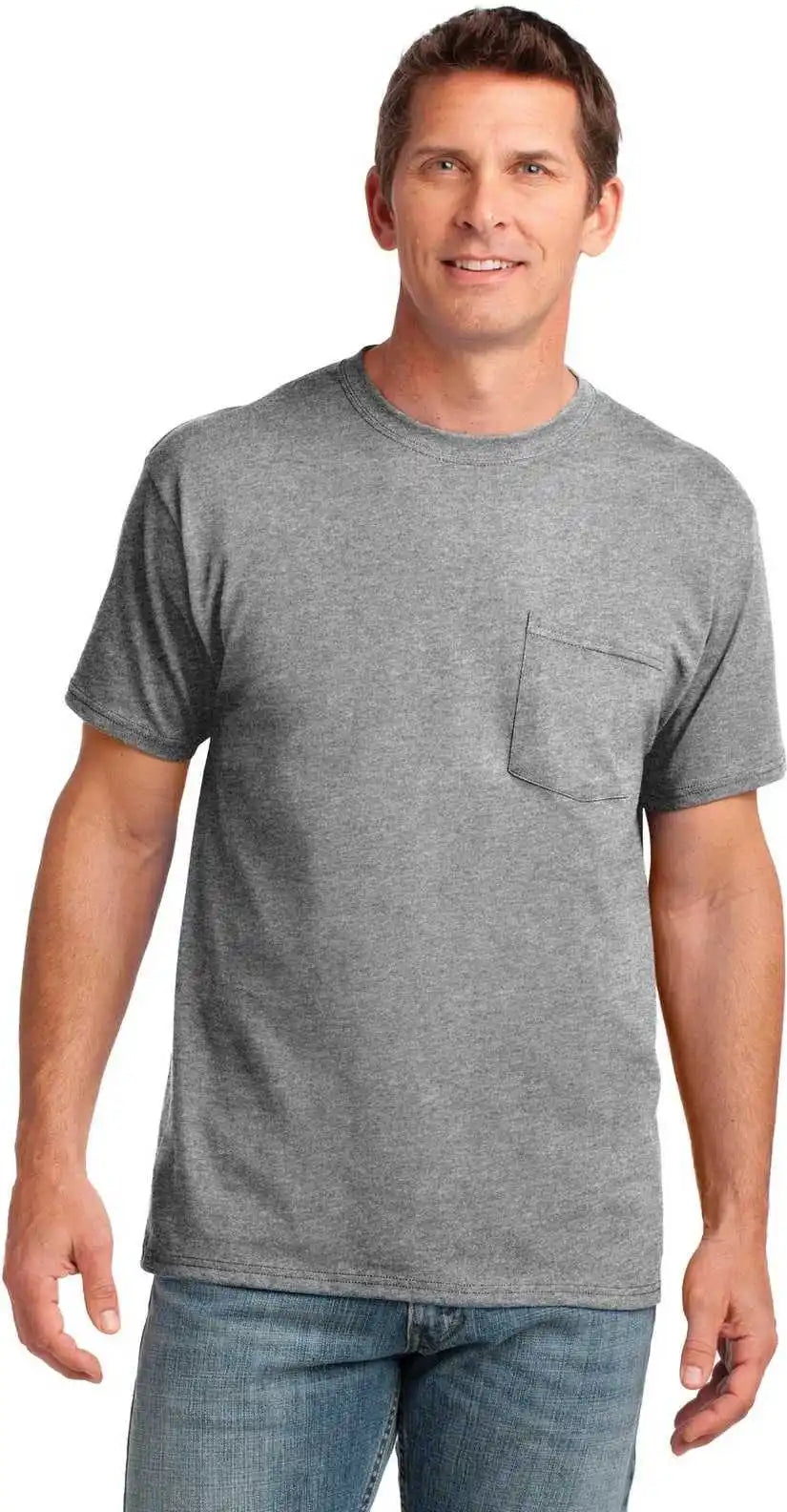 Port & Company Pc54p Core Cotton Pocket Tee Athletic Heather