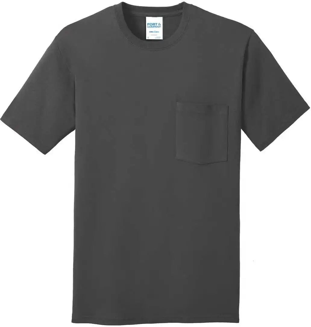 Port &amp; Company Pc54p Core Cotton Pocket Tee - Charcoal