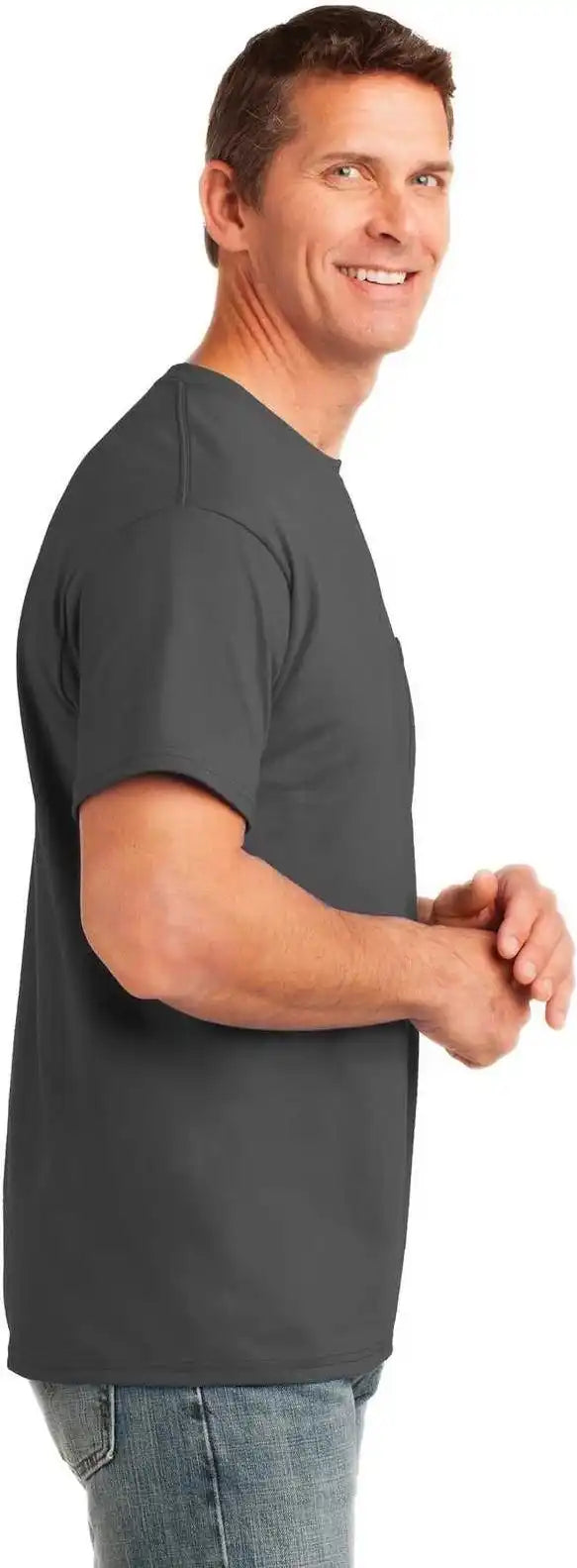 Port &amp; Company Pc54p Core Cotton Pocket Tee - Charcoal