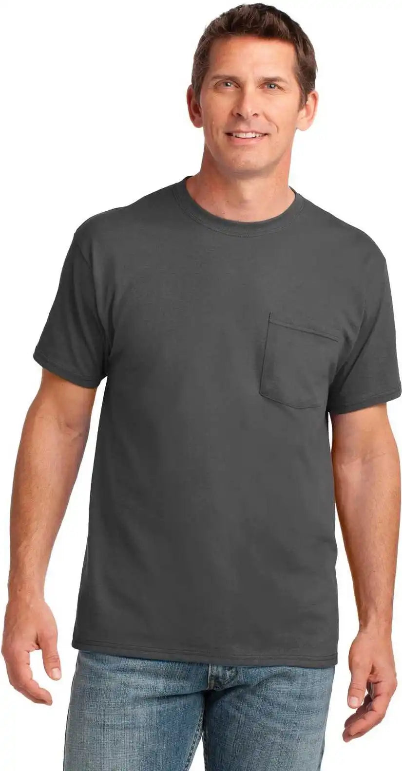 Port & Company Pc54p Core Cotton Pocket Tee Charcoal