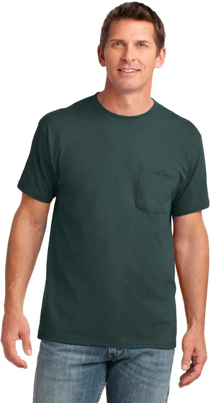 Port & Company Pc54p Core Cotton Pocket Tee Dark Green