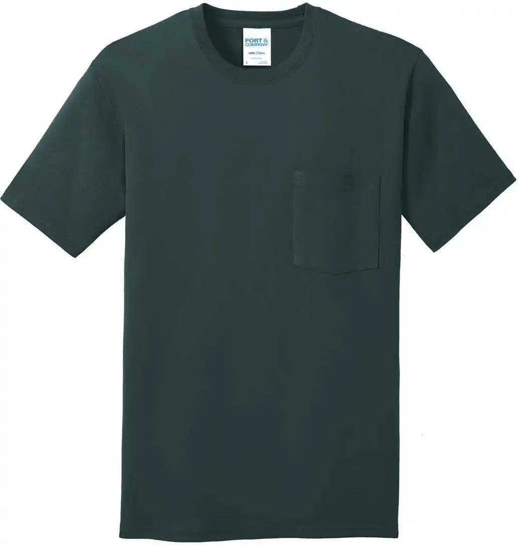 Port &amp; Company Pc54p Core Cotton Pocket Tee Dark Green