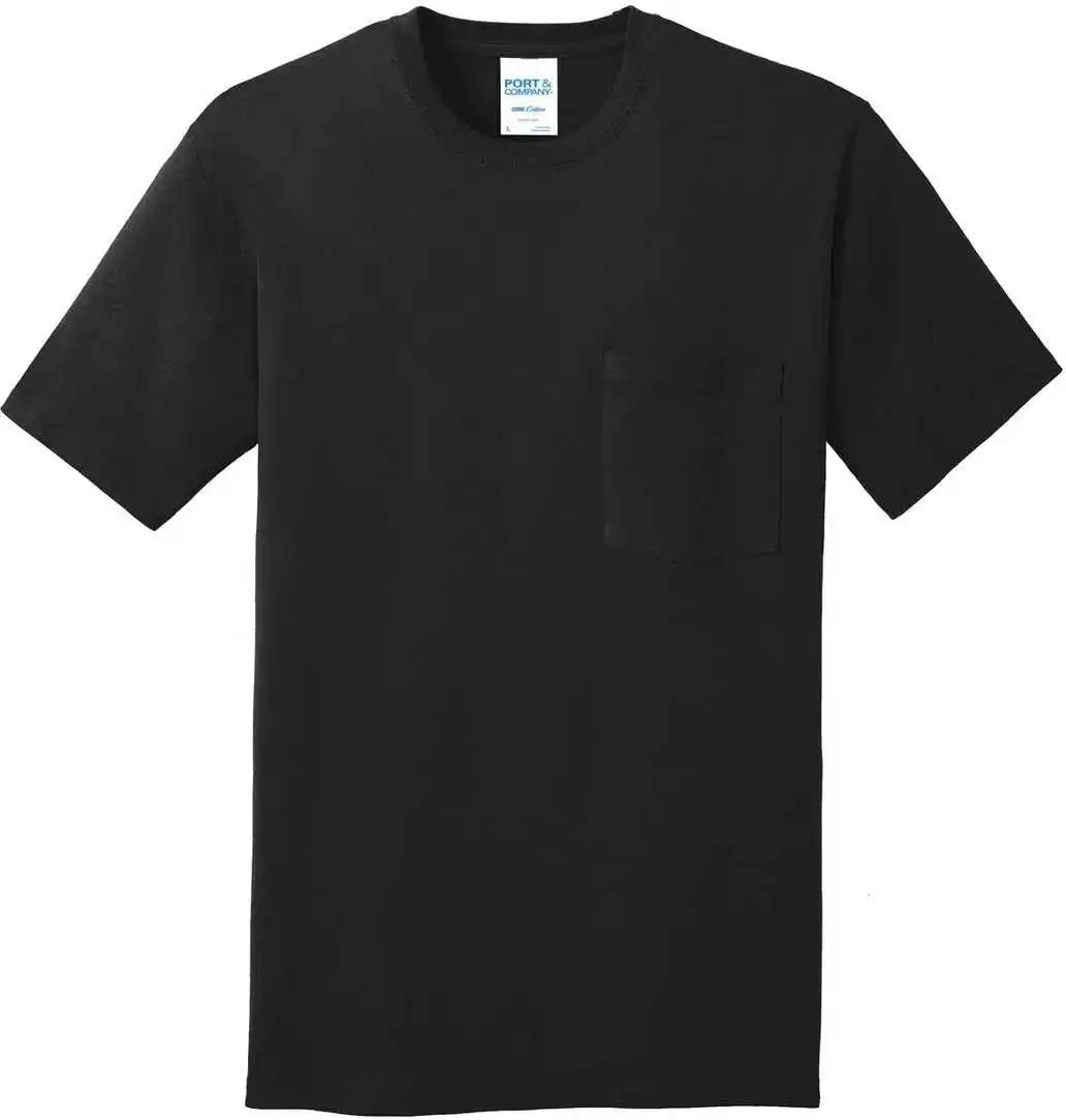 Port &amp; Company Pc54p Core Cotton Pocket Tee Jet Black