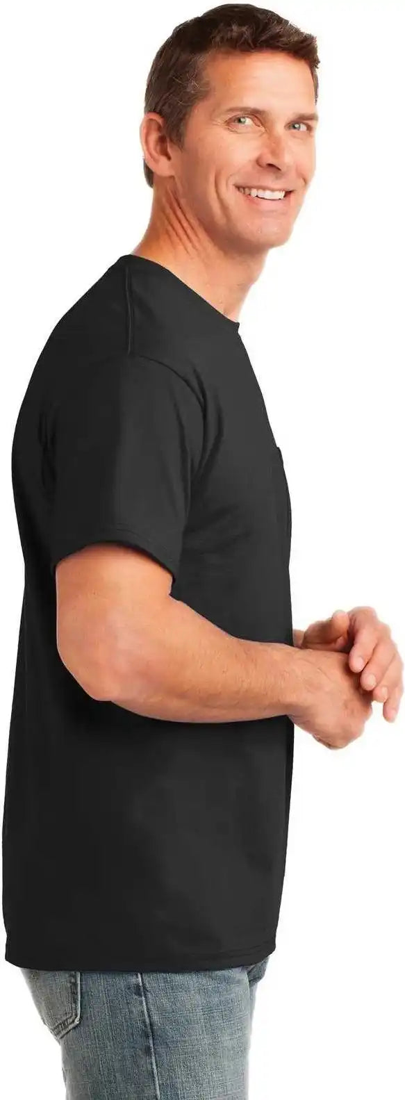 Port &amp; Company Pc54p Core Cotton Pocket Tee Jet Black