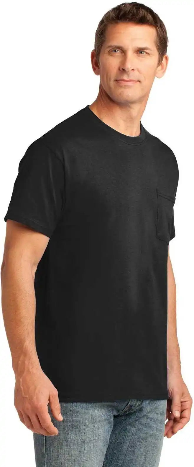 Port &amp; Company Pc54p Core Cotton Pocket Tee Jet Black