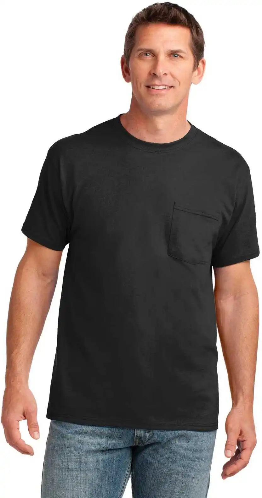Port & Company Pc54p Core Cotton Pocket Tee Jet Black