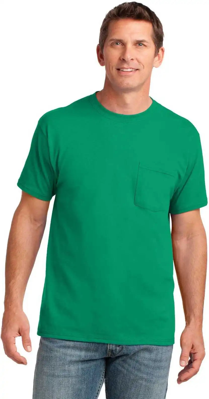Port &amp; Company Pc54p Core Cotton Pocket Tee Kelly