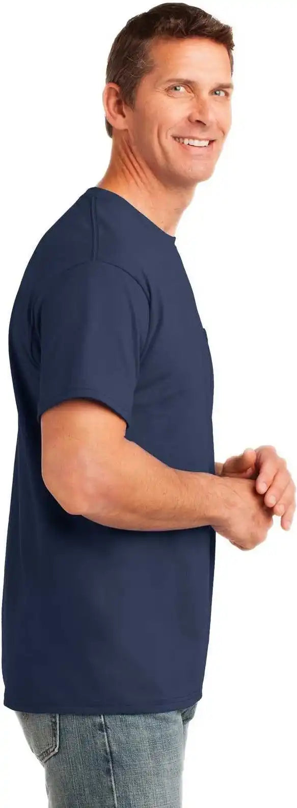 Port &amp; Company Pc54p Core Cotton Pocket Tee Navy