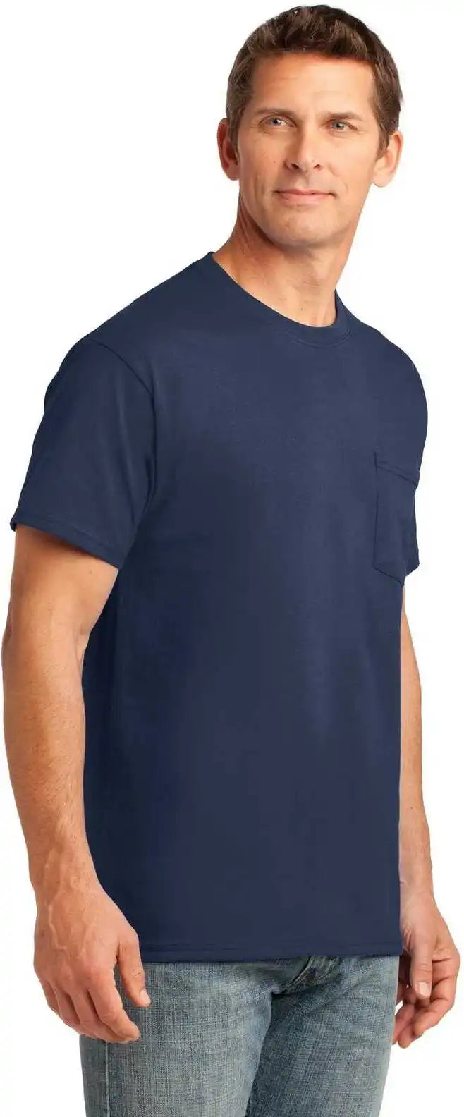 Port &amp; Company Pc54p Core Cotton Pocket Tee Navy