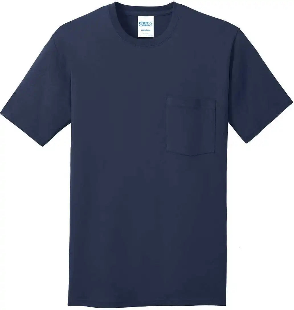 Port &amp; Company Pc54p Core Cotton Pocket Tee Navy