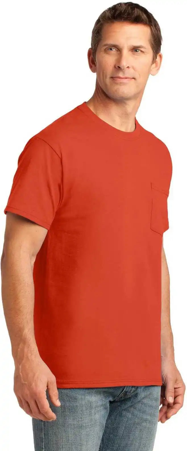 Port & Company Pc54p Core Cotton Pocket Tee - Orange