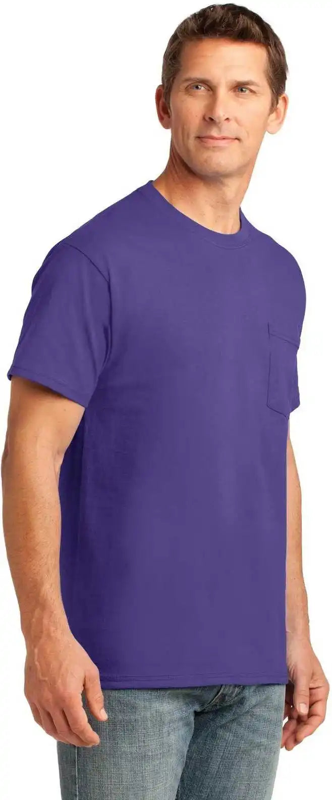 Port &amp; Company Pc54p Core Cotton Pocket Tee - Purple