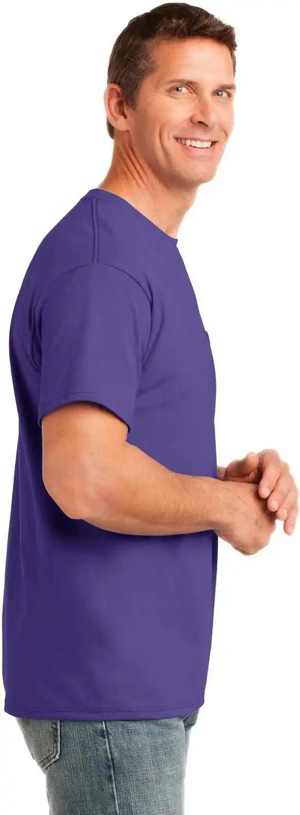 Port &amp; Company Pc54p Core Cotton Pocket Tee - Purple