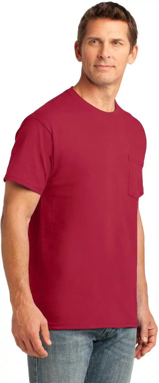 Port &amp; Company Pc54p Core Cotton Pocket Tee Red