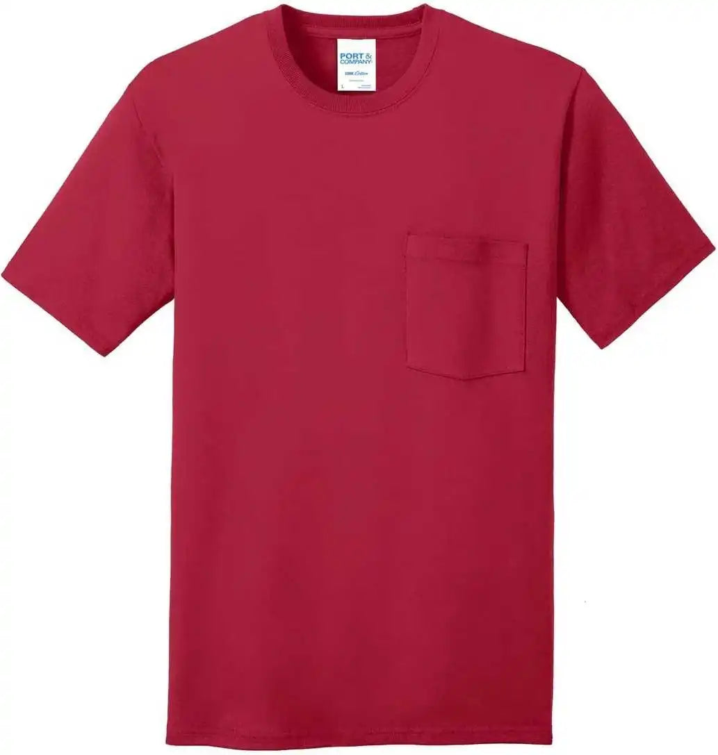 Port &amp; Company Pc54p Core Cotton Pocket Tee Red