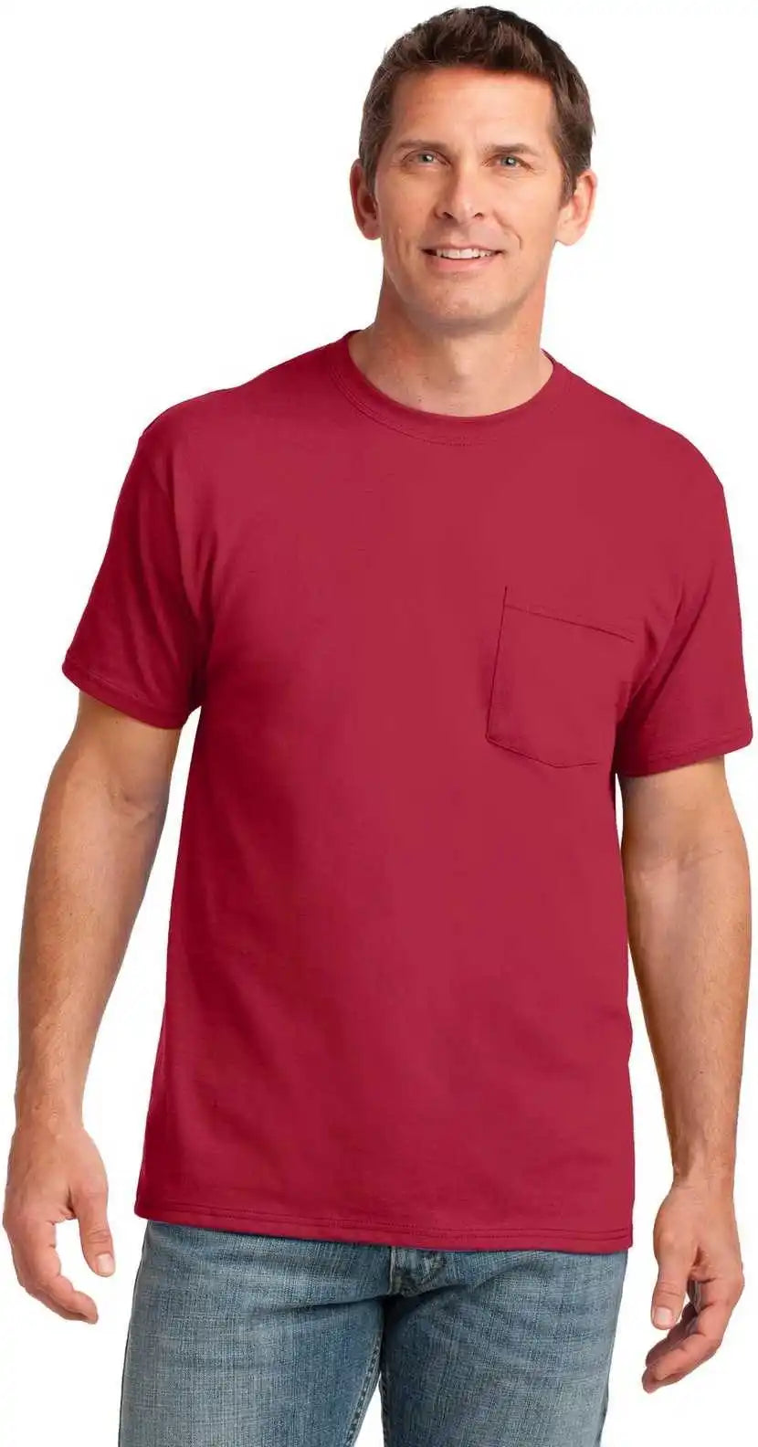 Port & Company Pc54p Core Cotton Pocket Tee Red