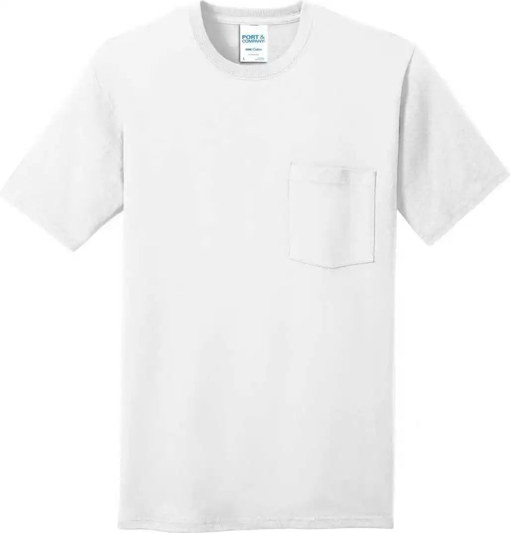 Port &amp; Company Pc54p Core Cotton Pocket Tee White