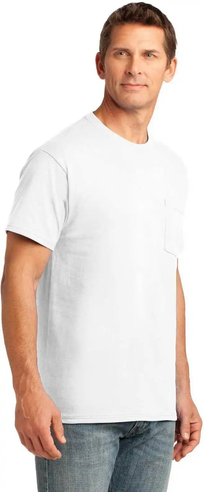 Port &amp; Company Pc54p Core Cotton Pocket Tee White
