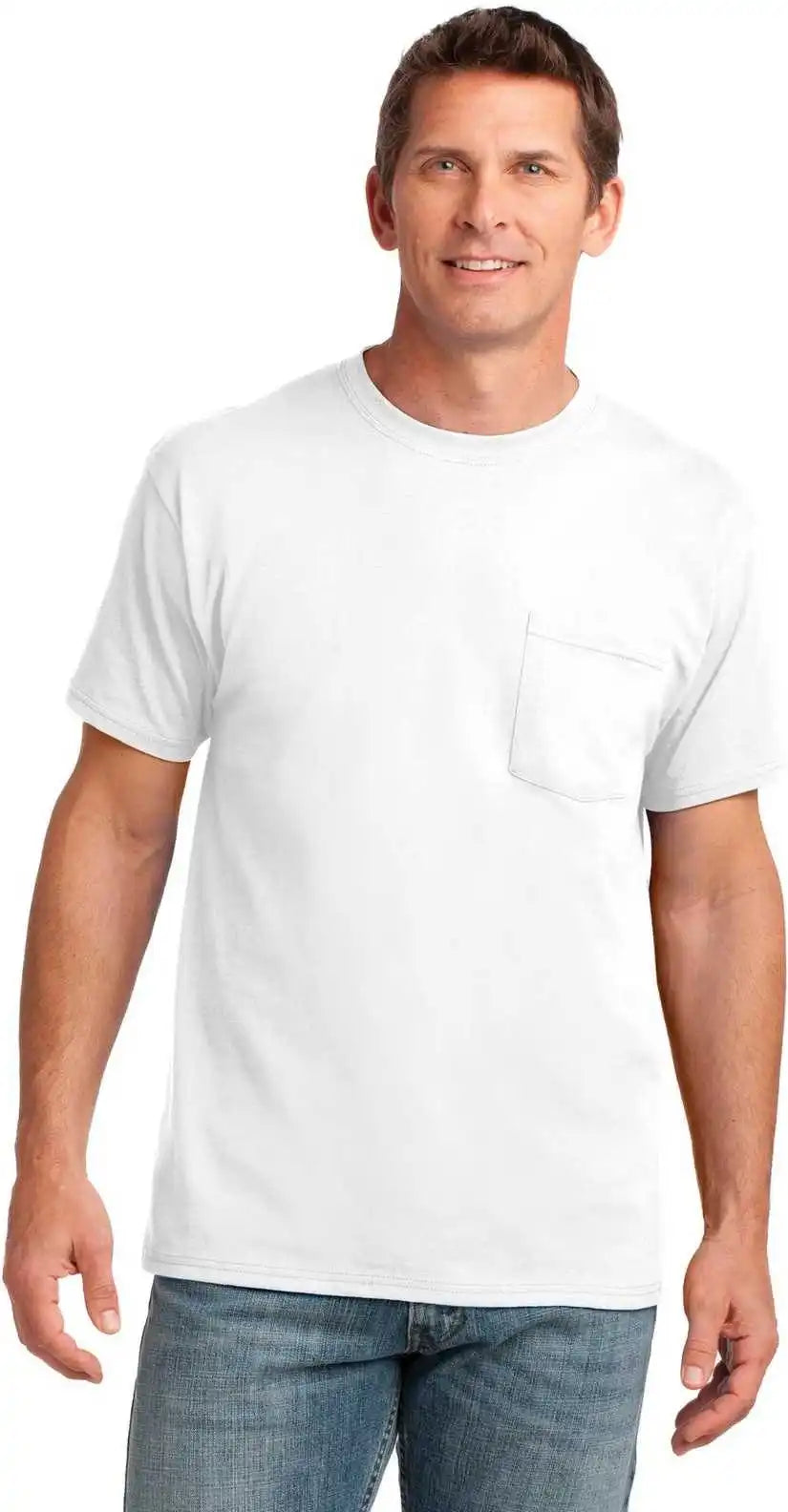 Port & Company Pc54p Core Cotton Pocket Tee White