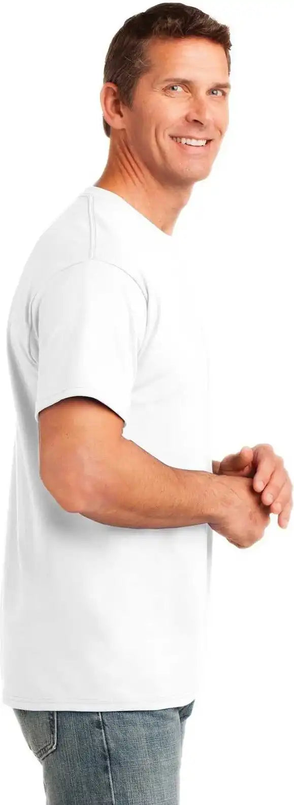 Port &amp; Company Pc54p Core Cotton Pocket Tee White